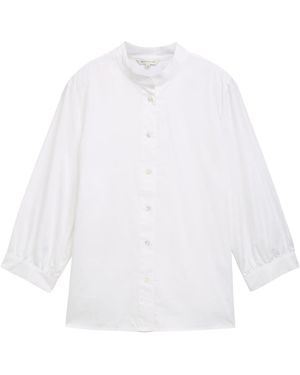 Tom Tailor 3/4 Arm Bluse mit Raffung - Weiß