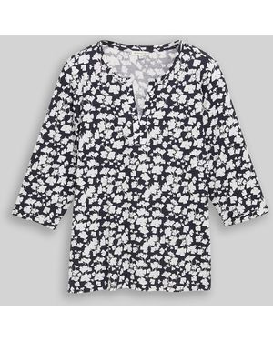 Tom Tailor Plus Size - Langarmshirt mit Muster - Weiß