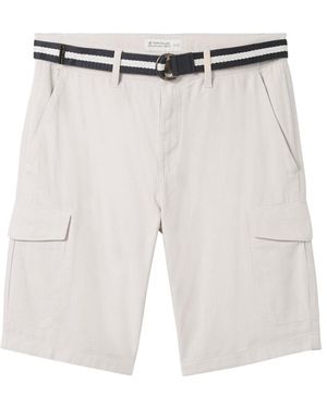 Tom Tailor Regular Cargoshorts mit Gürtel - Weiß