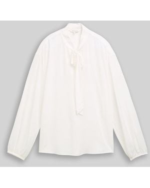 Tom Tailor Loose Fit Bluse mit Schleifenkragen - Weiß