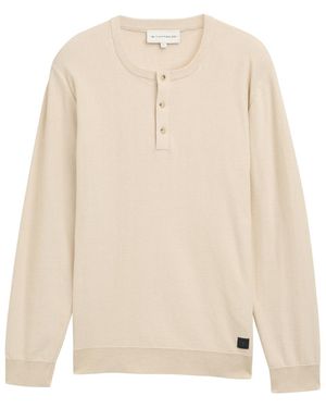Tom Tailor Henley Strickpullover aus Baumwolle - Weiß