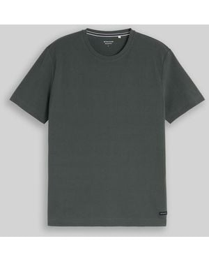 Tom Tailor Piqué T-Shirt mit Logo-Badge - Grau
