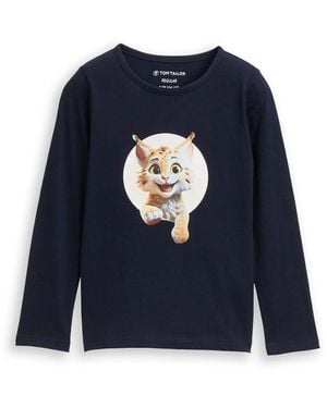 Tom Tailor Mädchen Langarmshirt mit Fotoprint - Blau