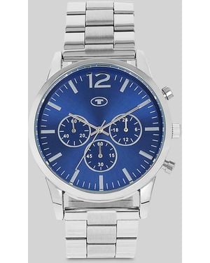 Tom Tailor Armbanduhr aus Edelstahl silber mit 42mm - Blau
