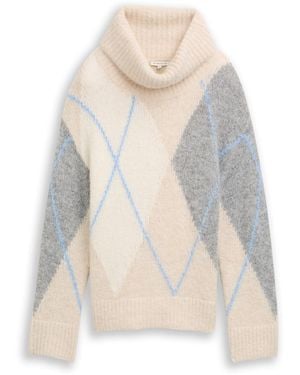 Tom Tailor Oversize Rollkragenpullover mit Wollanteil - Weiß