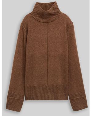 Tom Tailor Cosy Strickpullover mit Stehkragen - Braun