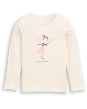 Tom Tailor Mädchen Langarmshirt mit Print - Weiß