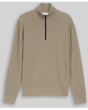 Tom Tailor DENIM Troyer Strickpullover aus Baumwolle - Natur