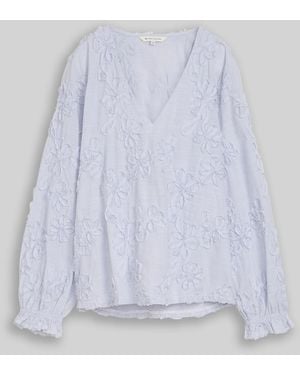 Tom Tailor Bluse mit Blumen-Stickerei - Weiß