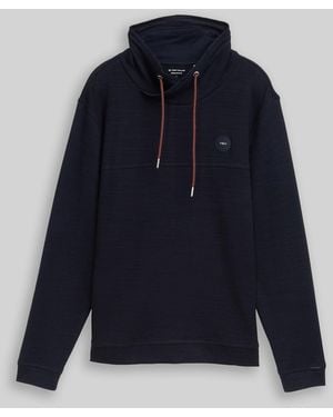 Tom Tailor Snood Langarmshirt mit Logo-Badge - Blau
