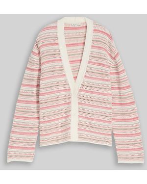 Tom Tailor Loose Fit Cardigan mit Streifenmuster - Pink