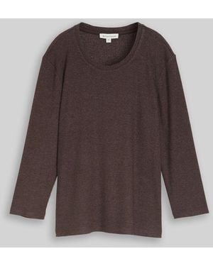 Tom Tailor Oversize Langarmshirt mit Rippstruktur - Braun