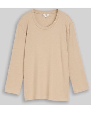 Tom Tailor Oversize Langarmshirt mit Rippstruktur - Natur