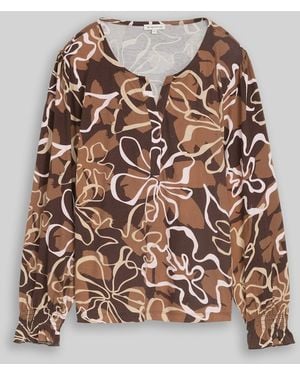 Tom Tailor Blusenshirt mit Blumenmuster - Braun
