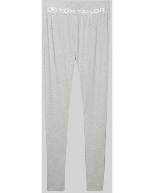 Tom Tailor Loungewear Leggings mit Logo-Print - Grau