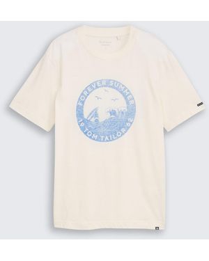 Tom Tailor T-Shirt mit Print - Weiß