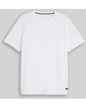 Tom Tailor Piqué T-Shirt mit Logo-Badge - Weiß