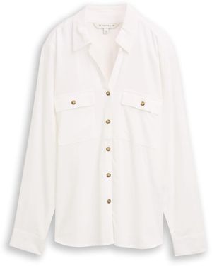 Tom Tailor Hemdbluse mit Brusttaschen - Weiß