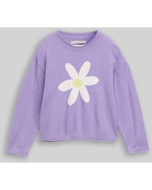 Tom Tailor Mädchen Strickpullover mit Blumen-Motiv - Lila