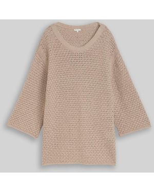 Tom Tailor Plus Size - Loose Fit Strickpullover mit Lochmuster - Weiß