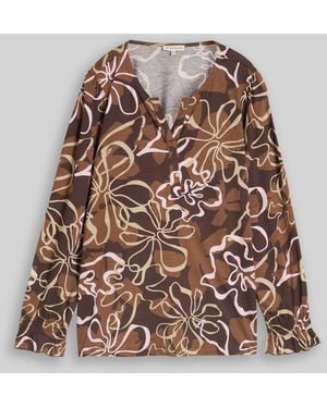 Tom Tailor Plus Size - Blusenshirt mit Blumenmuster - Braun