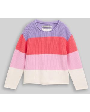 Tom Tailor Mädchen Strickpullover mit gerollten Saumkanten - Pink