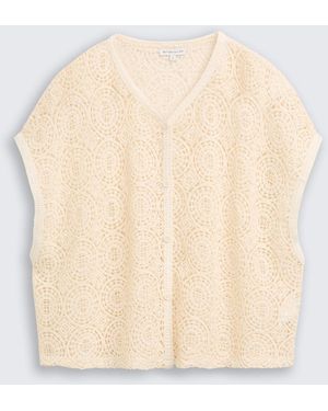Tom Tailor Crochet-Top mit Knopfleiste - Natur