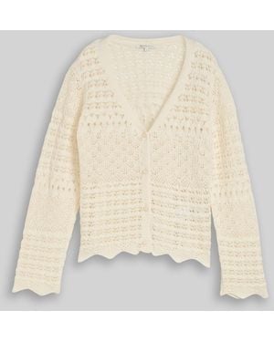 Tom Tailor DENIM Relaxed Fit Cardigan mit Lochmuster - Weiß