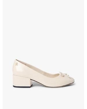 Tommy Hilfiger Mary Jane Aus Leder Mit Blockabsatz - Natur