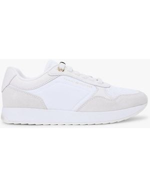 Tommy Hilfiger Suede Mixed Texture Mesh Serrated Trainers - White