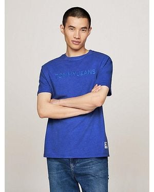 Tommy Hilfiger Camiseta Teñida En Prenda Con Logo Bordado - Azul