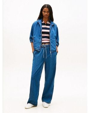 Tommy Hilfiger Wijde Chambray Broek Met Trekkoord - Blauw