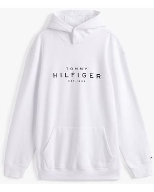 Tommy Hilfiger Plus Snap-button Logo Hoody - White