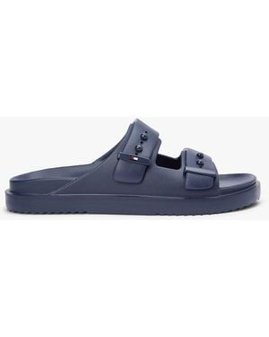 Tommy Hilfiger Lightweight Pin Buckle Serrated Pool Slides - Blue