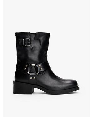 Tommy Hilfiger Biker-Stiefel Aus Leder - Schwarz