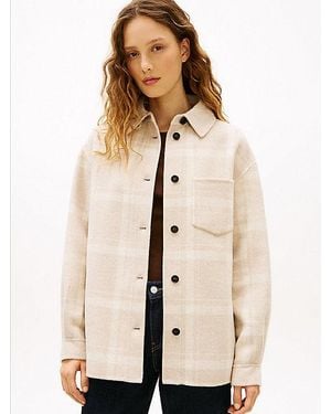 Tommy Hilfiger Wool Blend Pocket Regular Shacket - Natural
