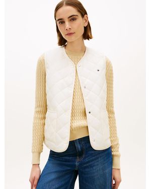 Tommy Hilfiger Shiny Lightweight Padded Quilted Gilet - Natural