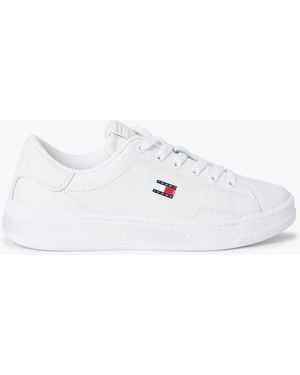 Tommy Hilfiger Debossed Logo Cupsole Trainers With Leather - White
