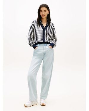 Tommy Hilfiger Mid Rise Tapered Barrel Leg Jeans - Blue