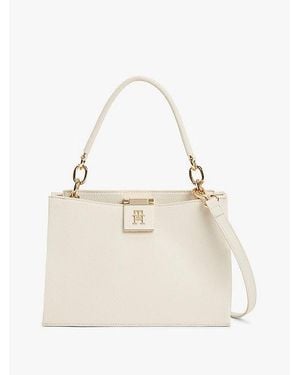 Tommy Hilfiger Bolso Satchel Granulado Con Monograma Th - Neutro