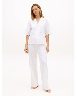 Tommy Hilfiger Essential Broderie Anglaise Pyjama Bottoms - White