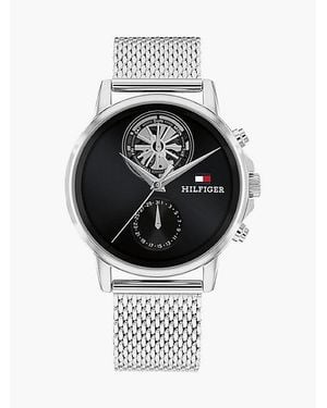 Tommy Hilfiger Reloj Negro Con Brazalete De Malla - Gris