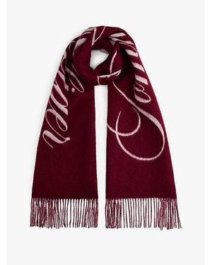 Tommy Hilfiger Bufanda De Pura Lana Con Logo - Rojo