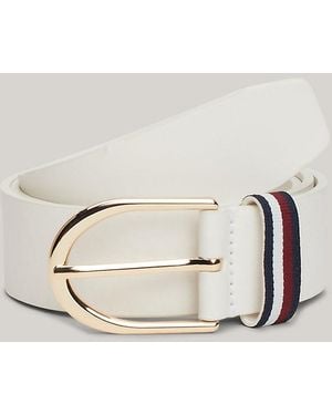 Tommy Hilfiger Corporate Rounded Buckle Leather Belt - Natural