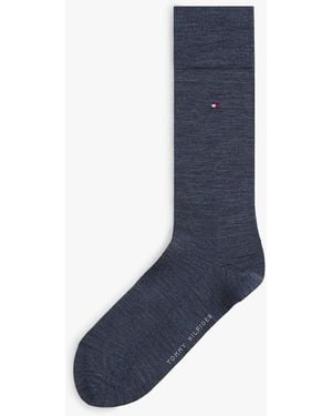 Tommy Hilfiger Lot De 1 Paire De Chaussettes À Drapeau Brodé - Bleu