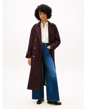 Tommy Hilfiger Water Repellent Twill Oversized Trench Coat - Blue