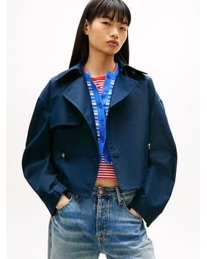 Tommy Hilfiger Water Repellent Relaxed Short Trench Coat - Blue