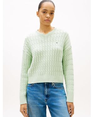 Tommy Hilfiger Cable Knit Relaxed Jumper - Green