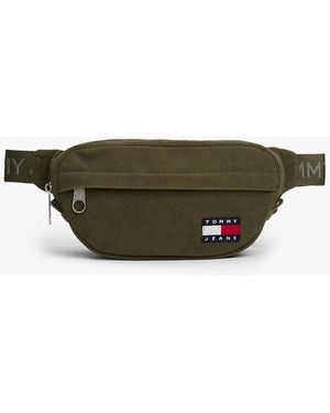 Tommy Hilfiger Sac Banane Essential En Velours Côtelé À Logo - Vert