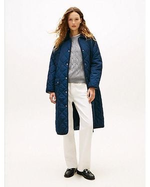 Tommy Hilfiger Abrigo Largo Acolchado De Corte Oversize - Azul
